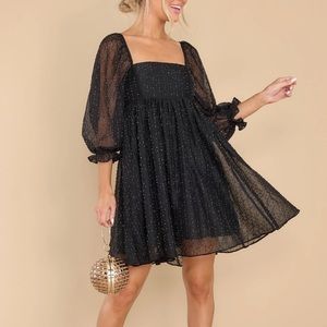 Stars Align black beaded mini dress